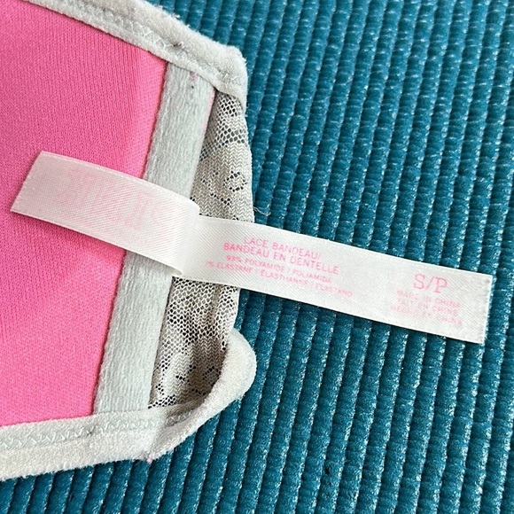 Victoria’s Secret Pink Gray Floral Lace Bandeau Small Bralette - Picture 11 of 12